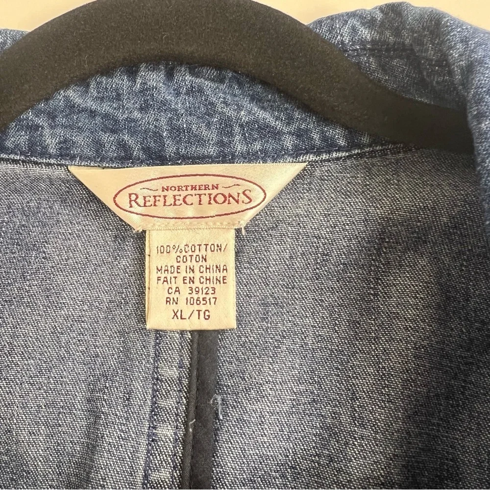 Vintage Northern Reflections Embroidered Denim Blazer Jacket size xl - Picture 5 of 7